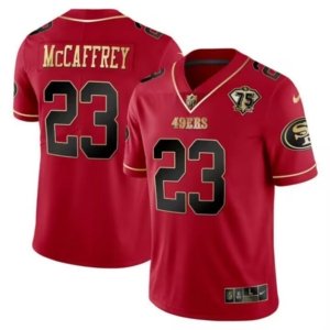 SF49ers McCaffrey Red Golden Jersey