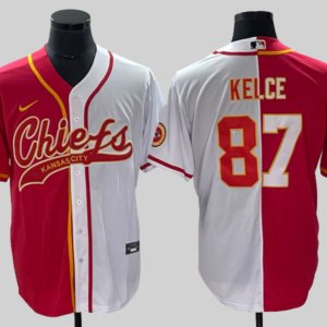 Chiefs Kelce Split Color Baseball Style Jersey