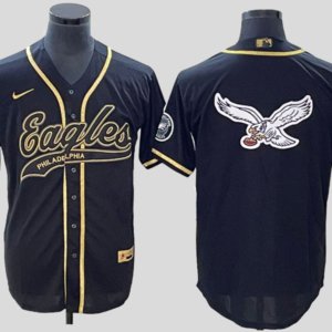 Eagles Black Golden Baseball Style Jersey