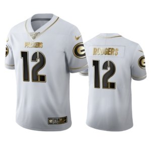 Packers Rodgers White Golden Jersey