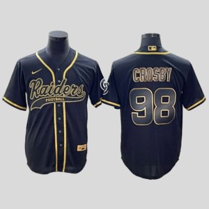 Raiders Crosby Black Golden Baseball Style Jersey