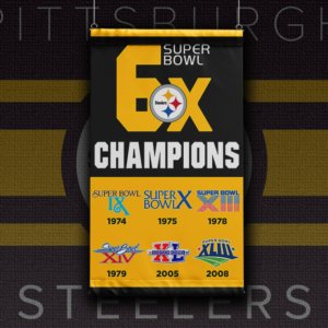 Steelers 6X Super Bowl Champions Flag