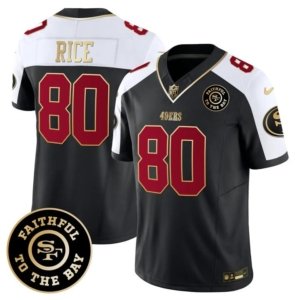 49ers Rice Faithful To The Bay Patch Alternate Black Vapor Jersey