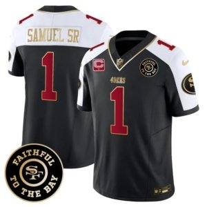 49ers Samuel Sr Faithful To The Bay Patch Alternate Black Vapor Jersey