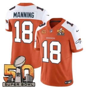 Broncos Manning Super Bowl 50 Patch Orange Alternate Vapor Jersey