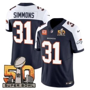 Broncos Simmons Super Bowl 50 Patch Navy Alternate Vapor Jersey
