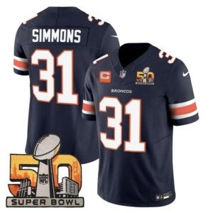 Broncos Simmons Super Bowl 50 Patch Navy Vapor Jersey