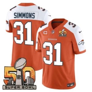 Broncos Simmons Super Bowl 50 Patch Orange Alternate Vapor Jersey