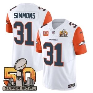 Broncos Simmons Super Bowl 50 Patch Orange Sleeves Vapor Jersey