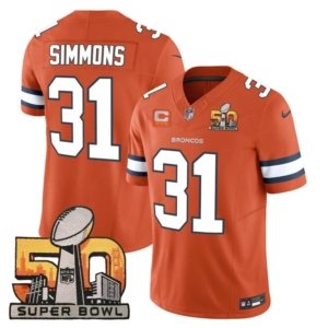 Broncos Simmons Super Bowl 50 Patch Orange Vapor Jersey