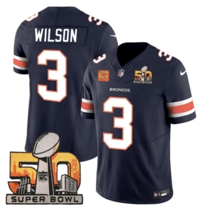 Broncos Wilson Super Bowl 50 Patch Navy Vapor Jersey