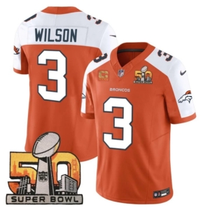 Broncos Wilson Super Bowl 50 Patch Orange Alternate Vapor Jersey