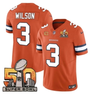 Broncos Wilson Super Bowl 50 Patch Orange Vapor Jersey