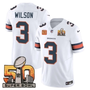 Broncos Wilson Super Bowl 50 Patch White Vapor Jersey