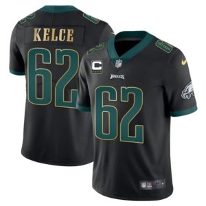Eagles Kelce Gold Trim Jersey Black