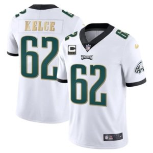 Eagles Kelce Gold Trim Jersey White