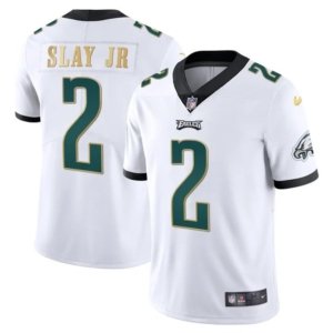 Eagles Slay Jr Gold Trim Jersey White