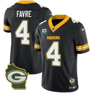 Packers Favre Home Patch Black Vapor Jersey