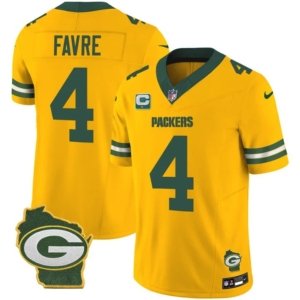 Packers Favre Home Patch Gold Vapor Jersey