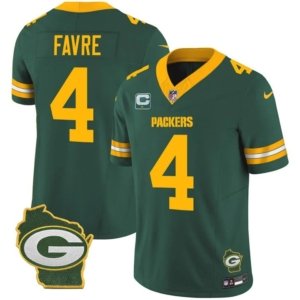 Packers Favre Home Patch Green Vapor Jersey