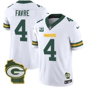 Packers Favre Home Patch White Vapor Jersey