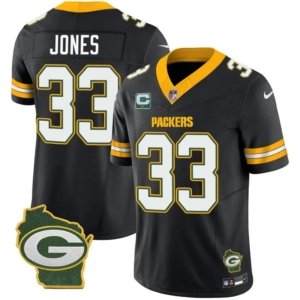 Packers Jones Home Patch Black Vapor Jersey