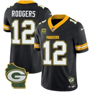 Packers Rodgers Home Patch Black Vapor Jersey