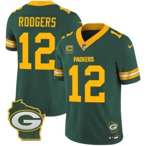 Packers Rodgers Home Patch Green Vapor Jersey