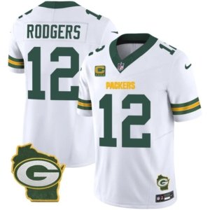 Packers Rodgers Home Patch White Vapor Jersey