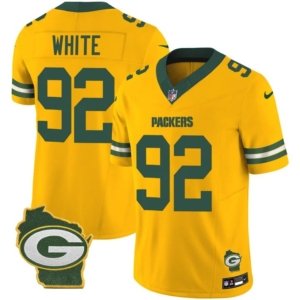 Packers White Home Patch Gold Vapor Jersey