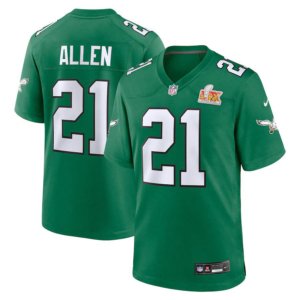 Eagles Eric Allen Super Bowl LIX Jersey Kelly Green