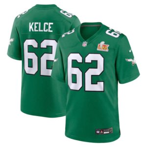 Eagles Jason Kelce Super Bowl LIX Jersey Kelly Green