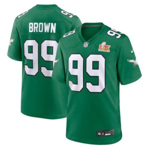 Eagles Jerome Brown Super Bowl LIX Jersey Kelly Green