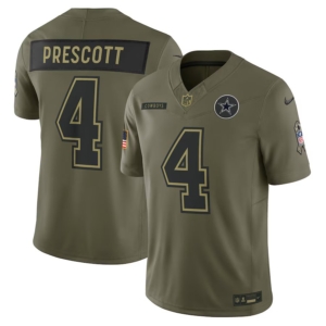 Cowboys Dak Prescott Olive 2025 Salute to Service Jersey