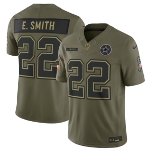 Cowboys Emmitt Smith Olive 2025 Salute to Service Jersey
