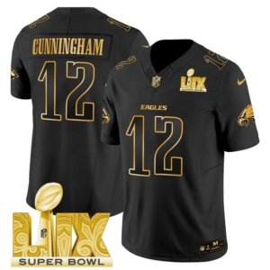 Eagles Randall Cunningham Super Bowl LIX Black Gold Vapor Jersey
