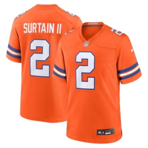 Broncos Patrick Surtain II Mile High Throwback Jersey Orange