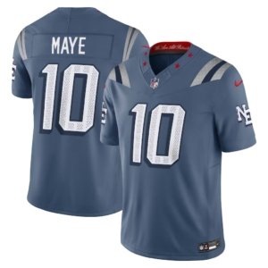 Patriots Drake Maye Storm Blue 2025 Rivalry Vapor FUSE Jersey