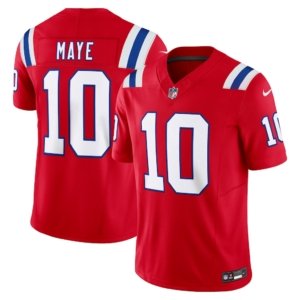 Patriots Drake Maye Vapor FUSE Jersey Red