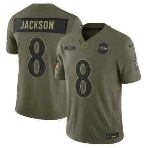 Ravens Lamar Jackson Olive 2025 Salute to Service Jersey