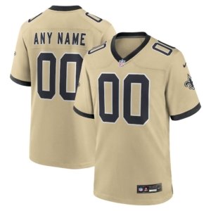 Saints Custom Jersey Gold