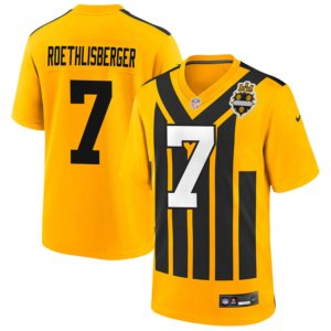 Steelers Ben Roethlisberger Gold Throwback Jersey