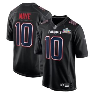 Patriots Drake Maye Super Bowl LX Jersey Carbon Black