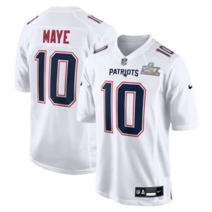 Patriots Drake Maye Super Bowl LX Jersey Tundra White