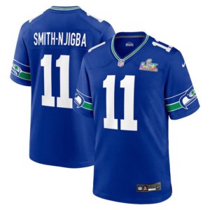 Seahawks Jaxon Smith-Njigba Super Bowl LX Jersey Royal Throwback