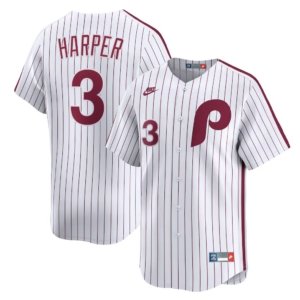 Phillies Bryce Harper White Cooperstown Jersey