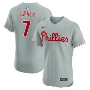 Phillies Trea Turner Gray Road Jersey