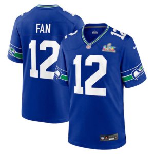 Seahawks Fan 12 Super Bowl LX Jersey Royal Throwback