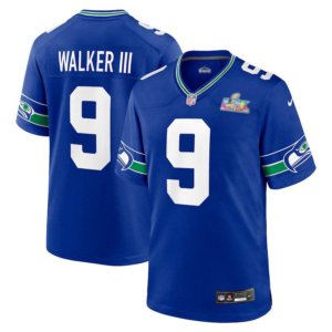 Seahawks Kenneth Walker III Super Bowl LX Jersey Royal Throwback