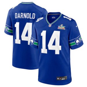Seahawks Sam Darnold Super Bowl LX Jersey Royal Throwback